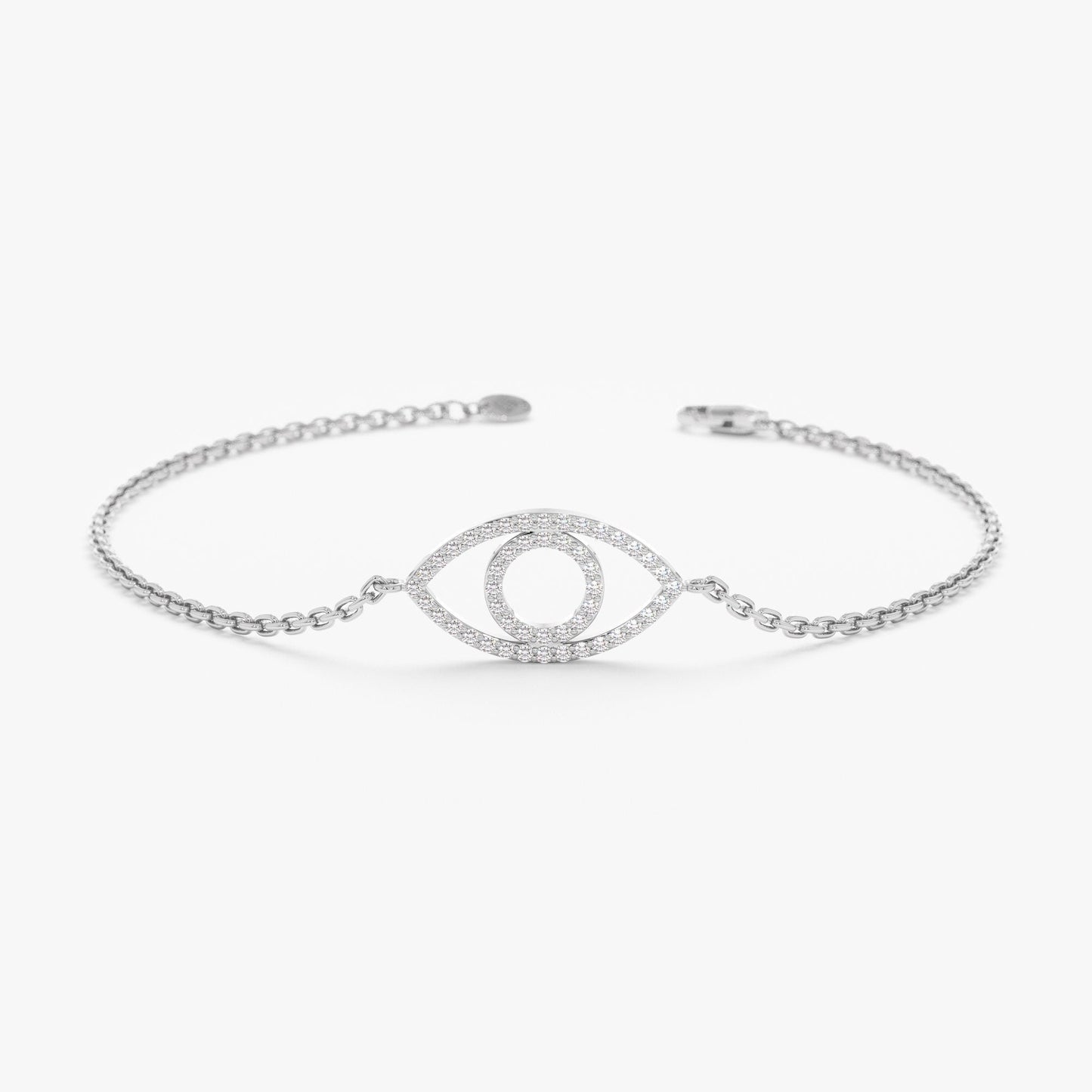 Round Cut Diamond Evil Eye Bracelet for Her Gift