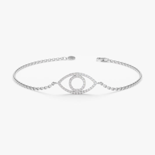 Round Cut Diamond Evil Eye Bracelet for Her Gift