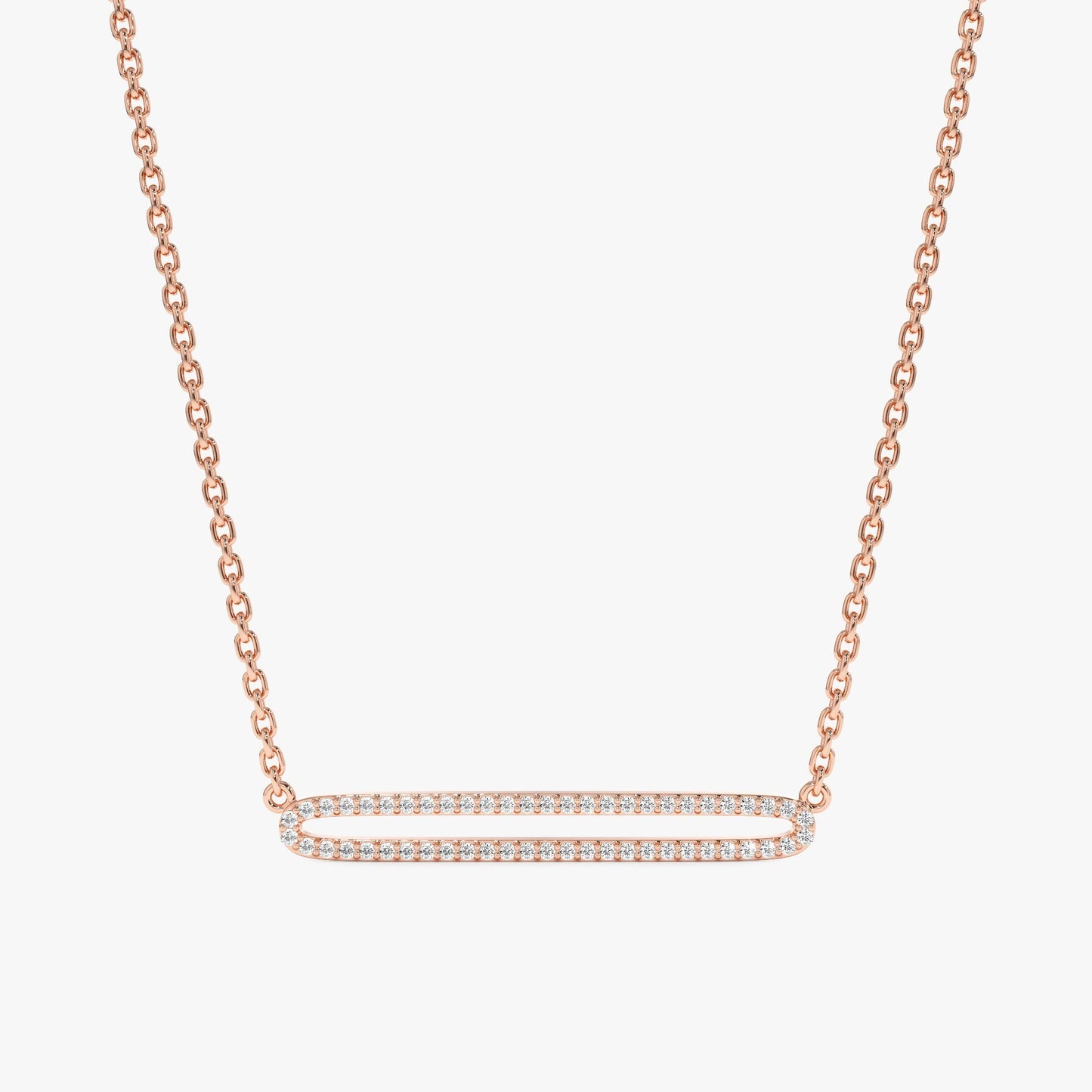 Round Cut Diamond Rectangle Shape Necklace for Her