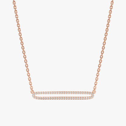 Round Cut Diamond Rectangle Shape Necklace for Her