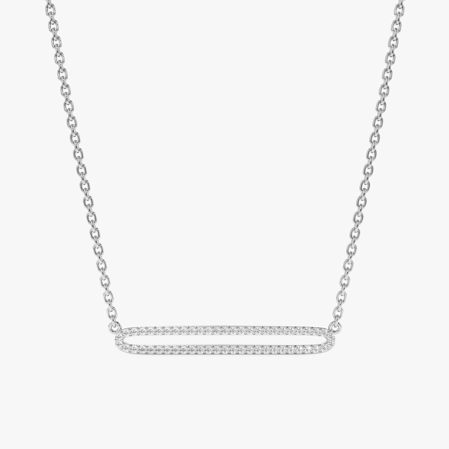 Round Cut Diamond Rectangle Shape Necklace for Her