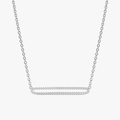 Round Cut Diamond Rectangle Shape Necklace for Her