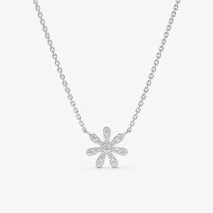 Round Cut Diamond Flower Necklace for Women