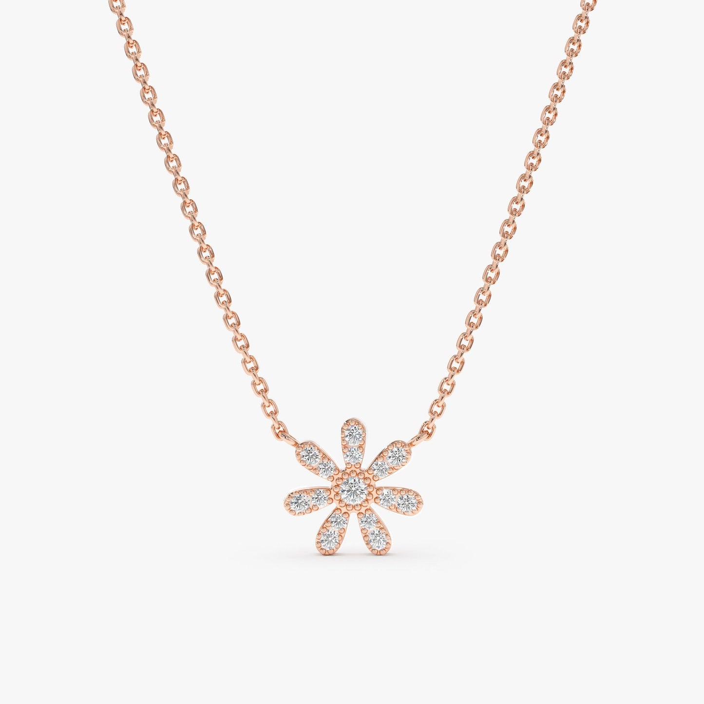 Round Cut Diamond Flower Necklace for Women