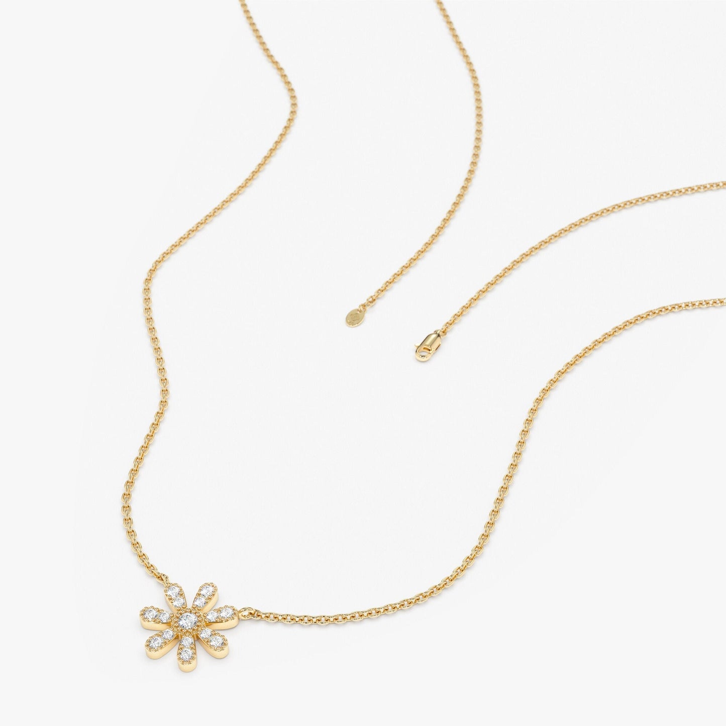 Round Cut Diamond Flower Necklace for Women