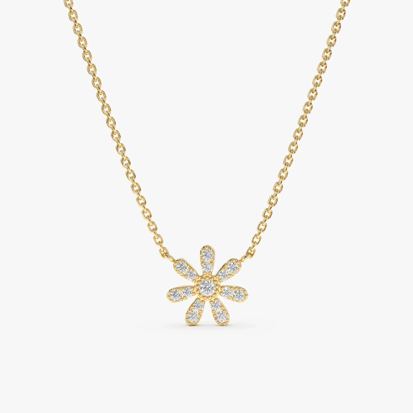 Round Cut Diamond Flower Necklace for Women