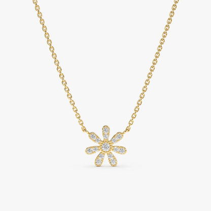 Round Cut Diamond Flower Necklace for Women