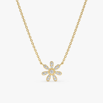 Round Cut Diamond Flower Necklace for Women