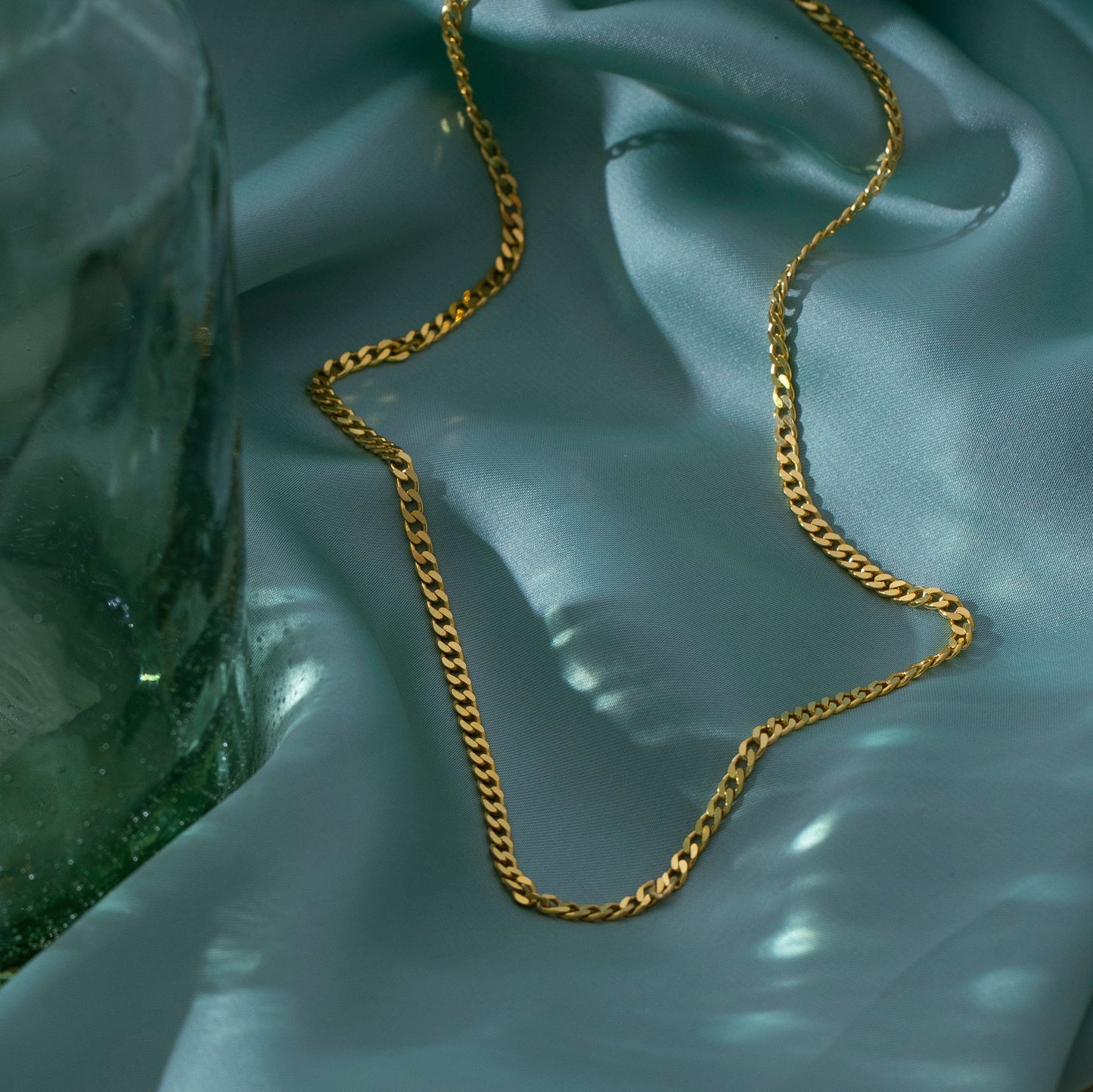 Cuban Link Thin Chain Necklace for Her in 14K Yellow Gold