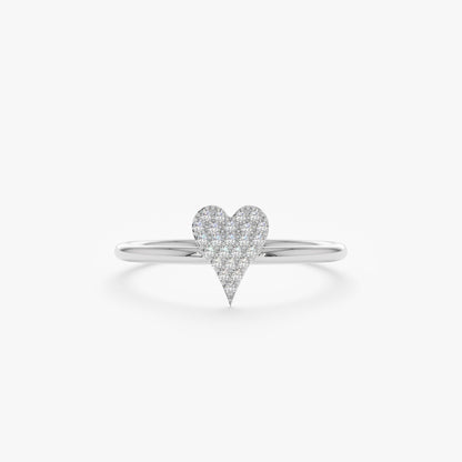 Round Cut Micro Pave Diamond Heart Shape Wedding Ring