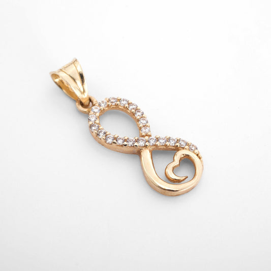 14K Solid Gold Heart with Infinity Diamond Necklace for Women