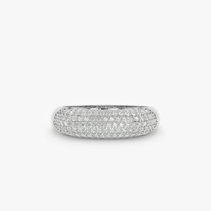 Round Cut Diamond Solid Gold Cigar Wedding Band for Her