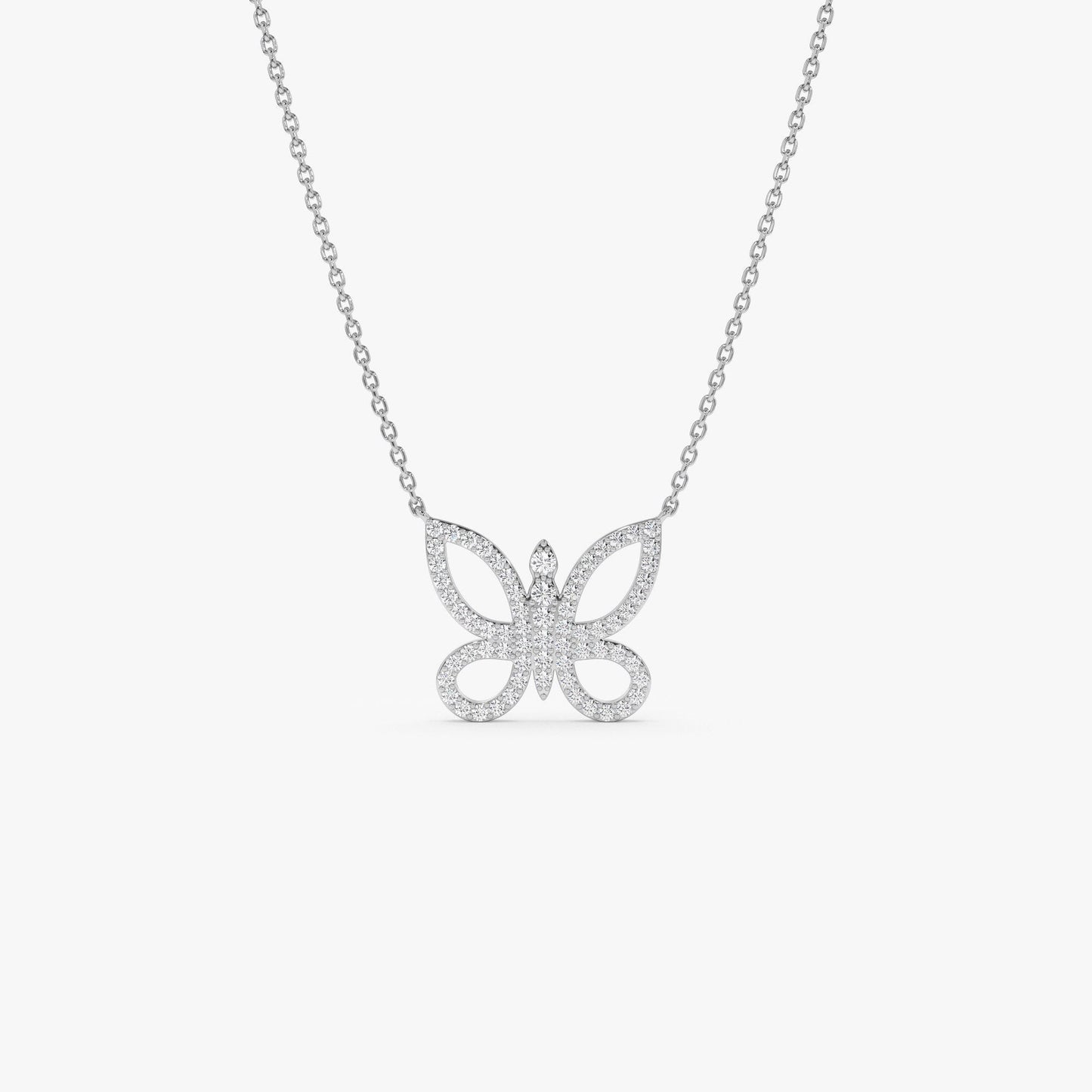 Round Cut Diamond Gold Butterfly Necklace for Women