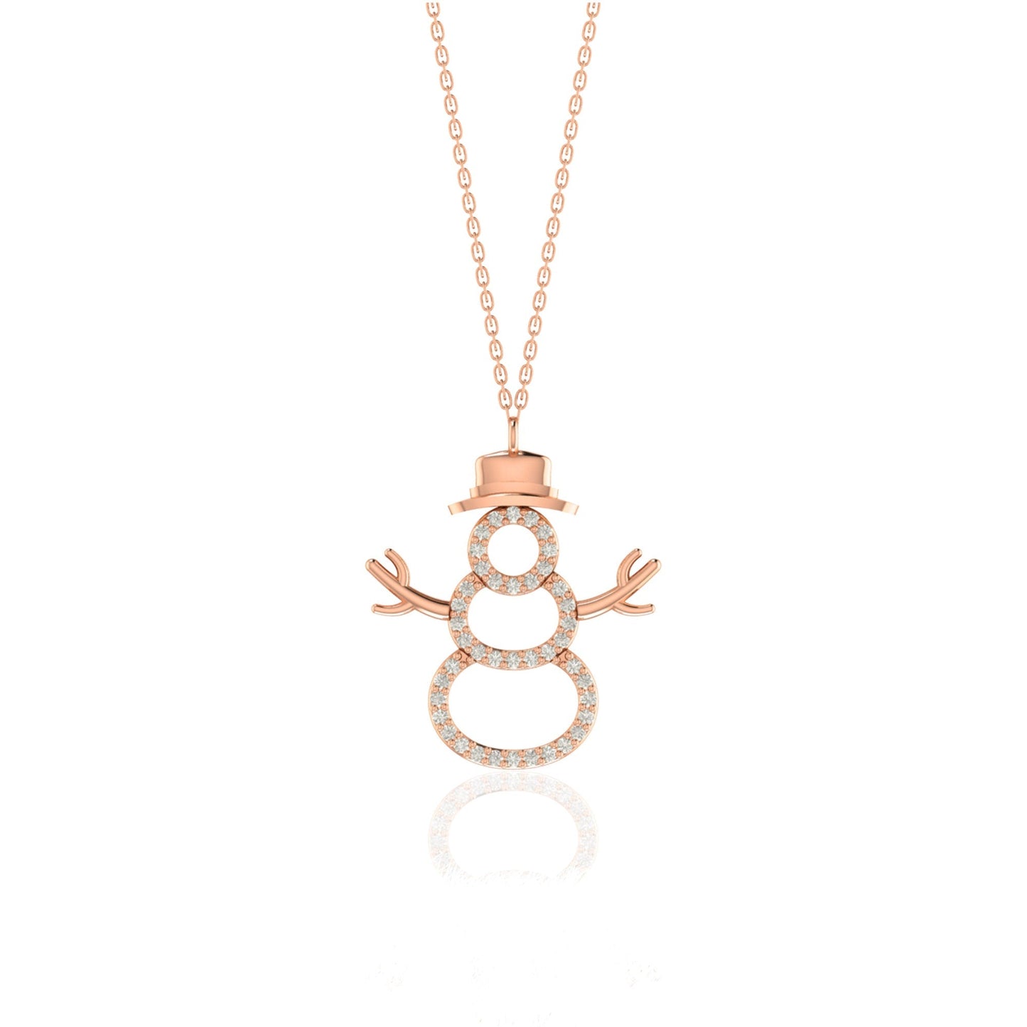 Round Cut Diamond Snowman Pendant Necklace for Her