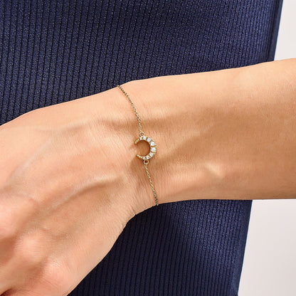 Round Cut Diamond Moon Bracelet For Women