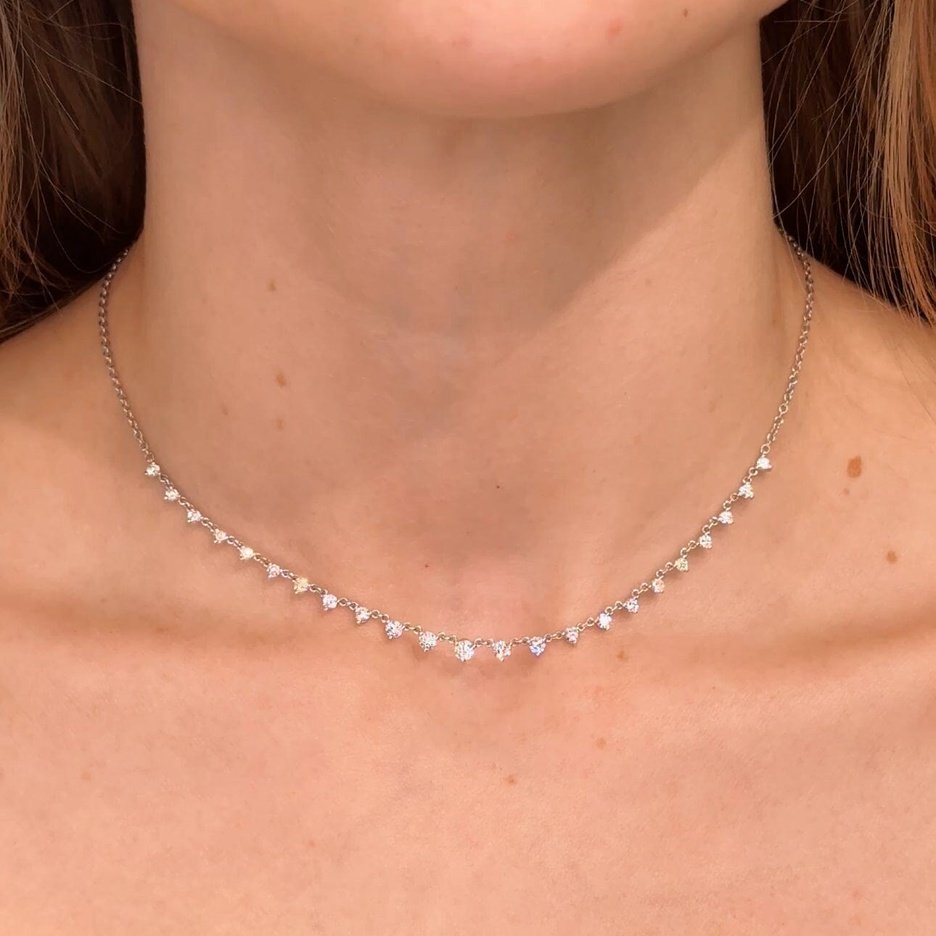 1.09TCW Round Moissanite Drip Necklace