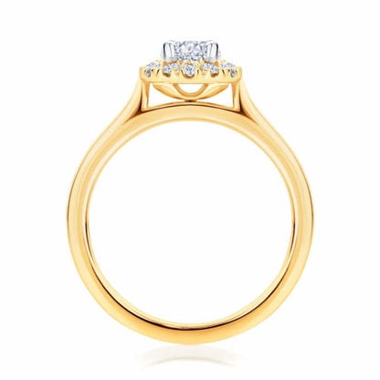 1.30 Ct Oval Cut 4 Prong Set Lab Dimaond Halo Engagement Ring In Yellow Gold