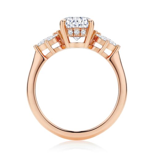 1.60 Ct Oval & Marquise Cut Hidden Halo Lab Diamond Engagement Ring In Yellow Gold