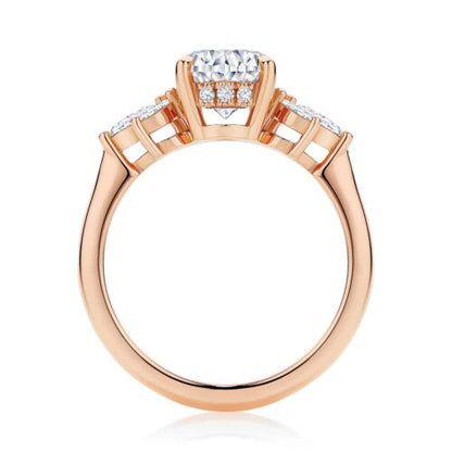 1.60 Ct Oval & Marquise Cut Hidden Halo Lab Diamond Engagement Ring In Yellow Gold