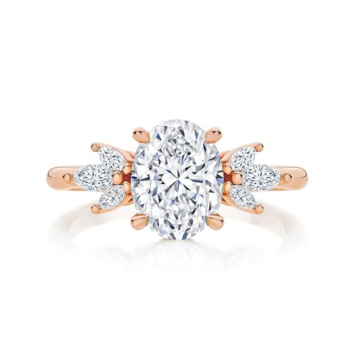 1.60 Ct Oval & Marquise Cut Hidden Halo Lab Diamond Engagement Ring In Yellow Gold