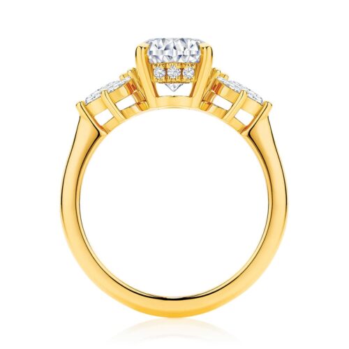 1.60 Ct Oval & Marquise Cut Hidden Halo Lab Diamond Engagement Ring In Yellow Gold