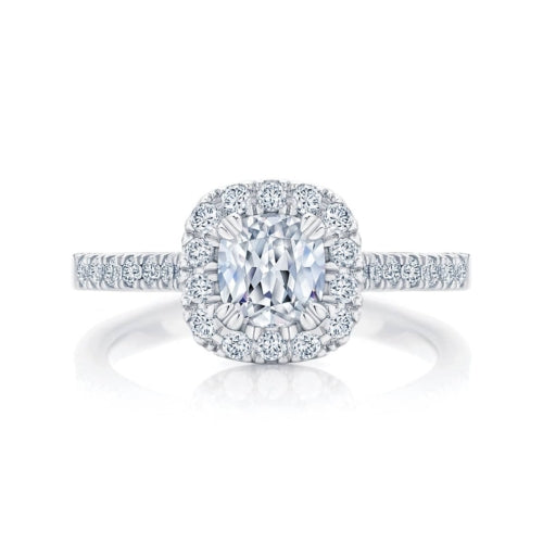 1.60 Ct Cushion Cut Prong Set Halo Lab Diamond Engagement Ring In White Gold