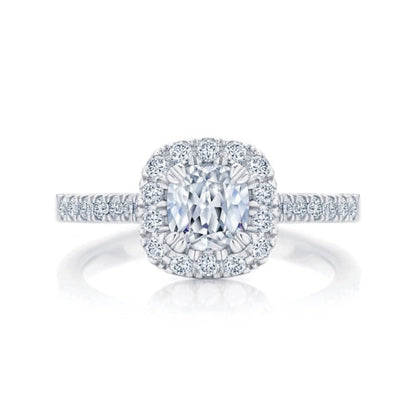 1.60 Ct Cushion Cut Prong Set Halo Lab Diamond Engagement Ring In White Gold