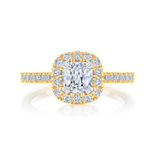 1.60 Ct Cushion Cut Prong Set Halo Lab Diamond Engagement Ring In White Gold